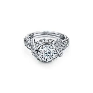 Tiffany & Co. + Schlumberger Round Brilliant Engagement Ring With Diamond Platinum Band