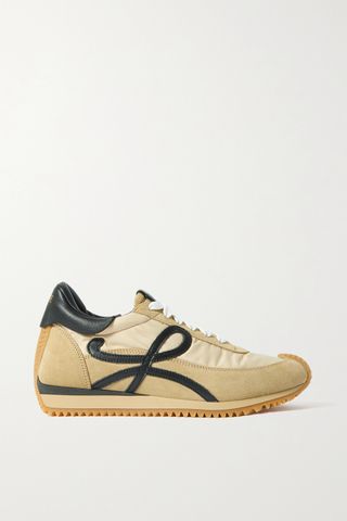 Loewe + Flow Logo-Appliquéd Shell, Leather and Suede Sneakers