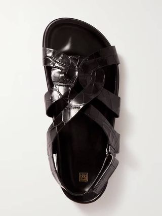 Totême + Croc-Effect Leather Slingback Sandals