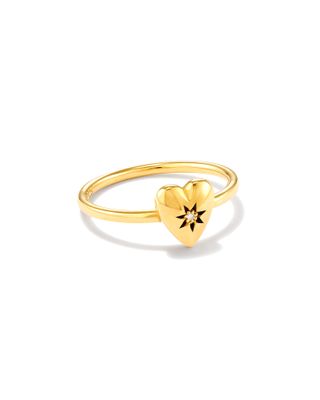 Kendra Scott + Angie Heart Bright Cut Band Ring in 18k Yellow Gold Vermeil