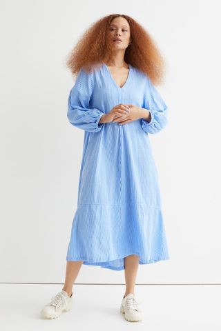 H&M + Wide-Cut Cotton Dress
