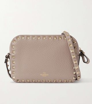 Valentino Garavani + Rockstud Small Textured-Leather Shoulder Bag