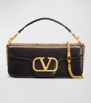 Valentino + Vlogo Lambskin Leather Shoulder Bag