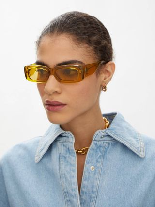 The Attico x Linda Farrow + Mini Marfa Rectangle Sunglasses