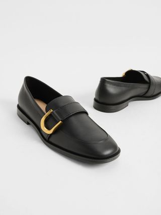 Charles & Keith + Gabine Leather Buckled Loafers