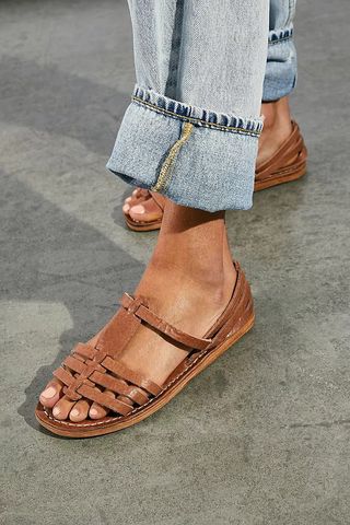 Minda Living + Woven Leather Sandals