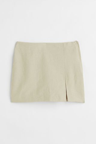H&M + Short Linen-Blend Skirt