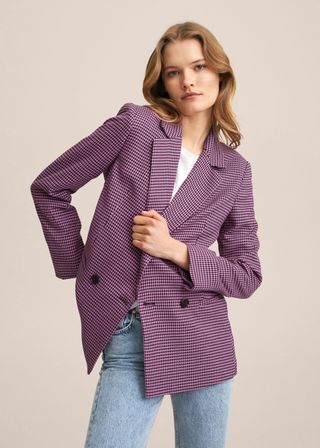 Mango + Houndstooth Wool-Blend Blazer