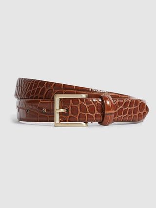 Reiss + Caramel Molly Leather Croc Embossed Belt