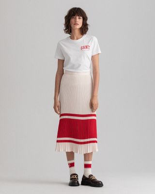 Gant + Stripe Pleated Skirt