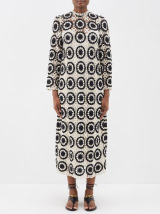 Zimmermann + Wide-Sleeve Crocheted Dress