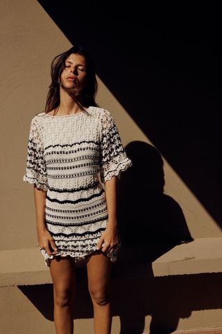 Zara + Mini Crochet Dress