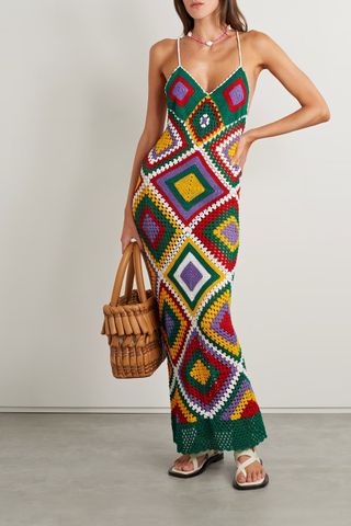 Alix Pinho + Esmeralda Crocheted Cotton Maxi Dress