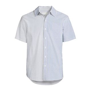 Free Assembly + Seersucker Stripe Shirt With Short Sleeves