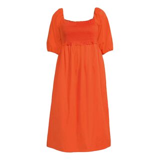 Free Assembly + Smocked Midi Dress With Convertible Sleeves