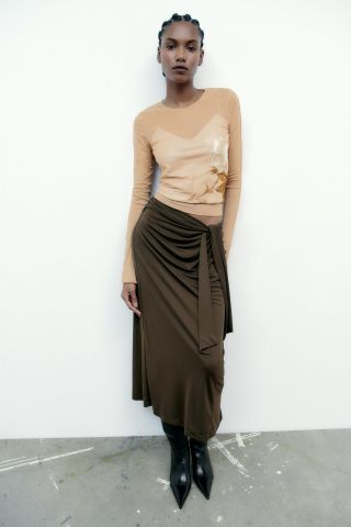 Zara + Bow Midi Skirt