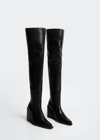 Mango + Leather Boots With Tall Leg