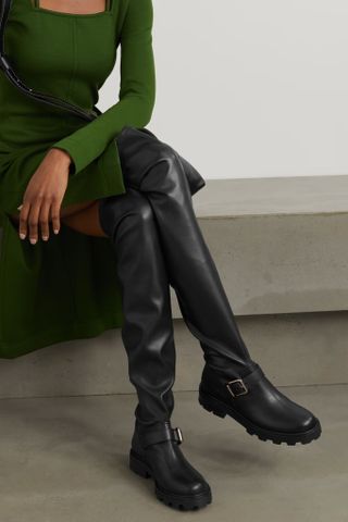 Jimmy Choo + Biker Buckled Leather Over-The-Knee Boots
