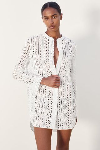 Zara + Embroidered Longline Shirt