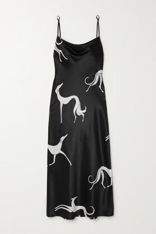 Olivia Von Halle + Bibi Printed Silk-Satin Dress
