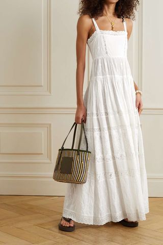 Loveshackfancy + Camisha Crochet-Trimmed Broderie Anglaise Cotton-Voile Maxi Dress