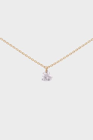 Aurum + Grey + Facets Drilled Diamond Heart Necklace