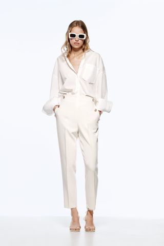 Zara + Straight Trousers With Metal Buttons