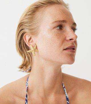 J.Crew + Starfish Stud Earrings with Pavé Crystals