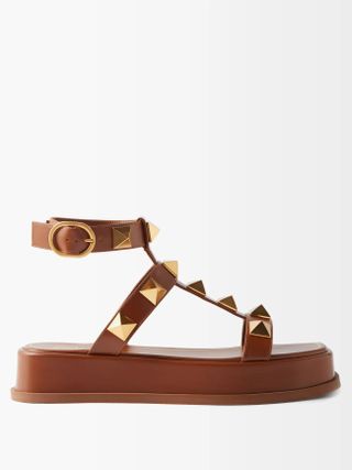 Valentino Garavani + Roman Stud Leather Platform Sandals