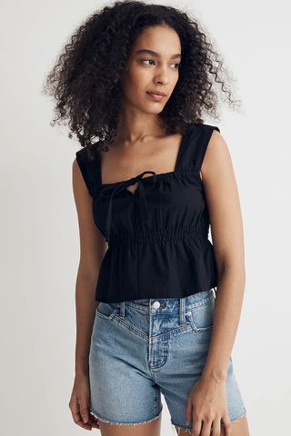 Madewell + Smocked Tie-Front Tank Top