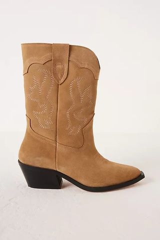 By Anthropologie + Suede Leather Western Cowboy Boots