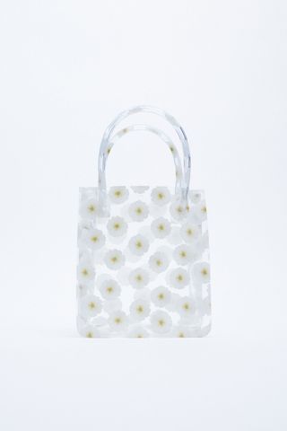 Zara + Floral Vinyl Mini Tote Bag