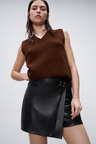 Zara + Faux Leather Skort