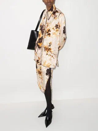 Kwaidan Editions + Floral Print Midi Skirt