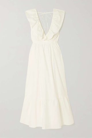 Reformation + Reina Ruffled Organic Cotton-Blend Poplin Midi Dress