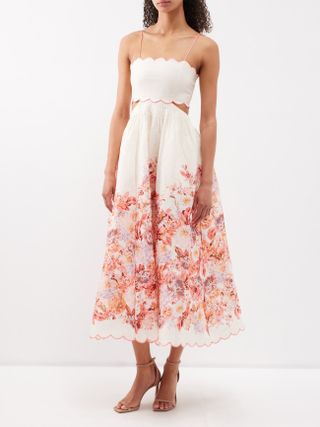 Zimmermann + Devi Floral-Print Linen Midi Dress