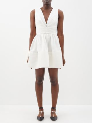Zimmermann + Tama V-Neckline Linen-Blend Mini Dress