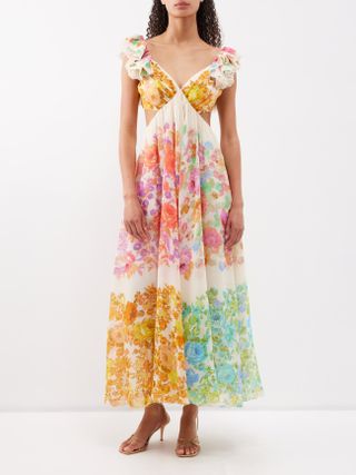 Zimmermann + Raie Ruffled Floral-Print Cotton-Blend Dress