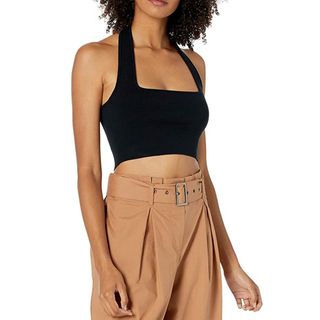 The Drop + Greta Fitted Square-Neck Halter Sweater Bralette