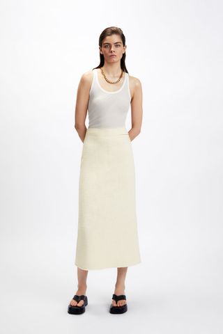 Zara + Frayed Textured Skirt