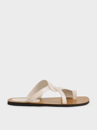 Charles & Keith + Chalk Toe-Ring Strappy Slide Sandals