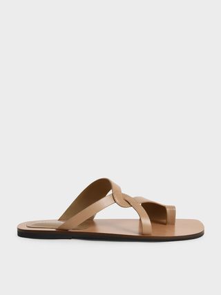 Charles & Keith + Camel Toe-Ring Strappy Slide Sandals | Charles & Keith Uk
