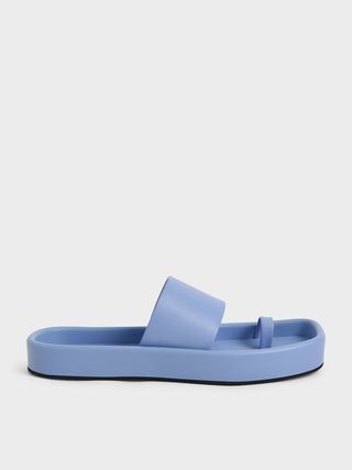 Charles & Keith + Blue Lilou Toe-Ring Flat Sandals | Charles & Keith Uk