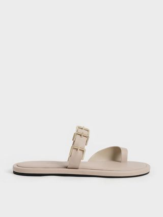 Charles & Keith + Chalk Buckled Leather Toe-Ring Sandals | Charles & Keith Uk