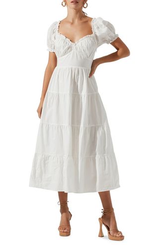 Astr the Label + Sweetheart Neck Tiered Ruffle Cotton Dress