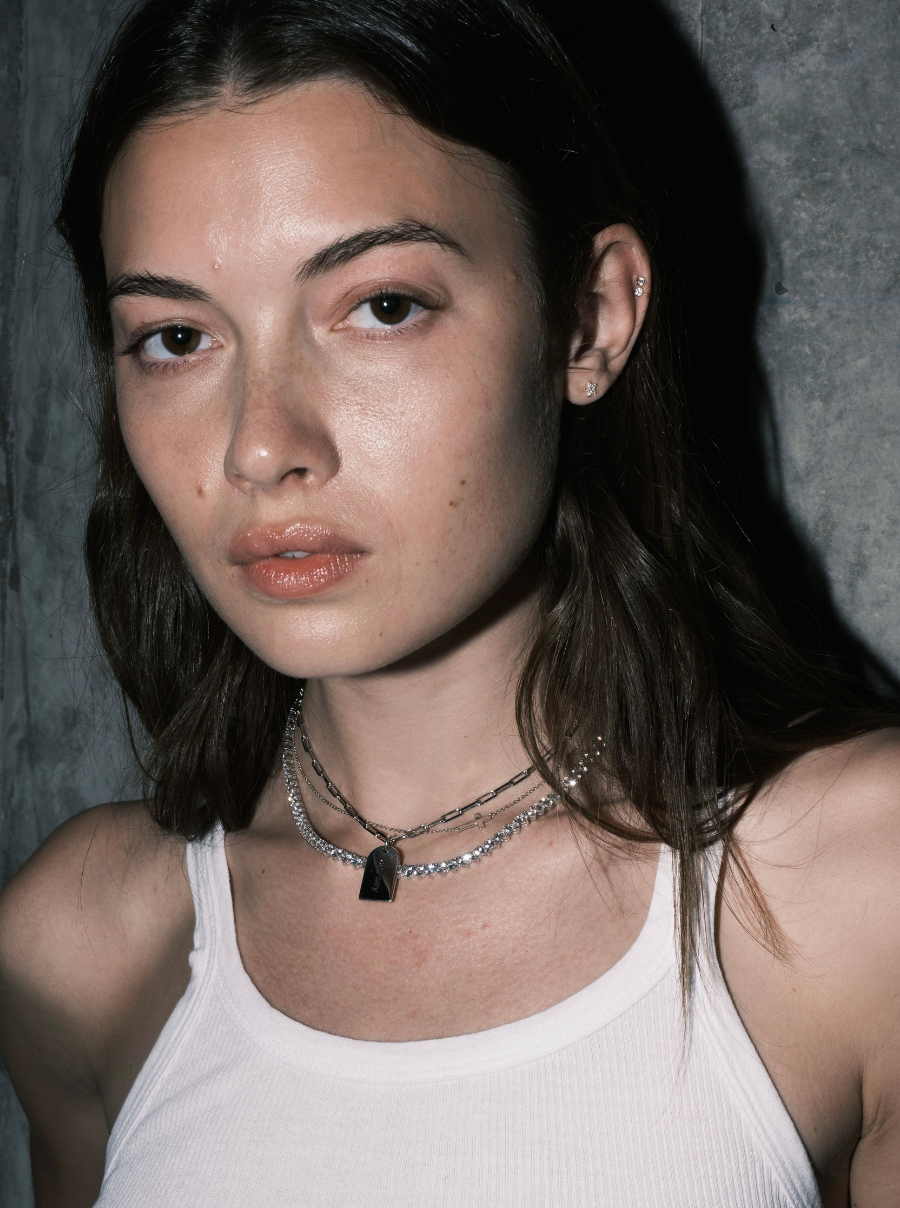 Dorsey + Small Dog Tag ID Necklace in Silver