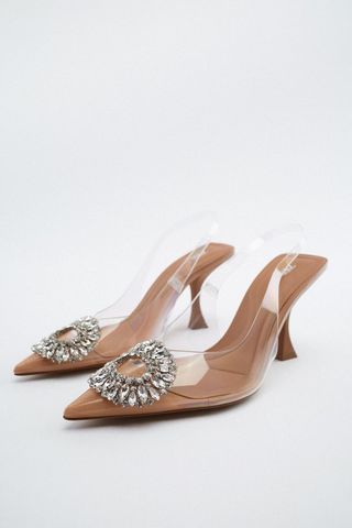Zara + Embellished Vinyl Heeled Shoes