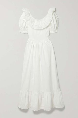 Dôen + + Net Sustain Lupine Broderie Anglaise-Trimmed Organic Cotton-Poplin Maxi Dress