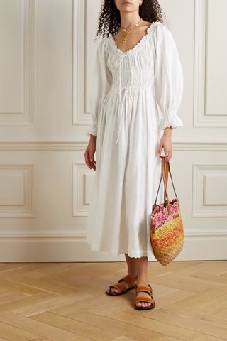 Dôen + Isolde Shirred Broderie Anglaise Dress