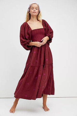 Free People + Dahlia Embroidered Maxi Dress